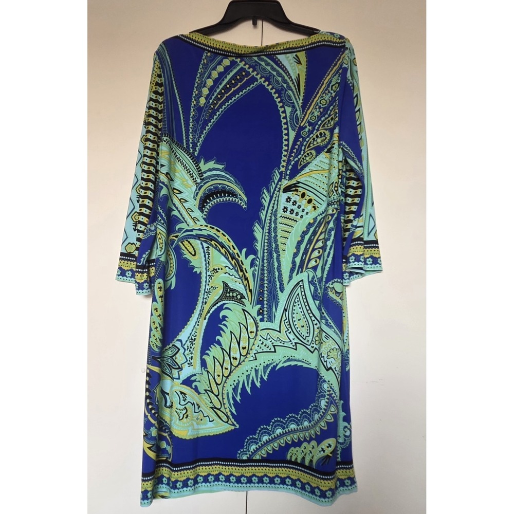 BEIGE by eci Womens Paisley Tunic Boatneck Dress Size 14 Retro Style  ~~NWT ~~ - Picture 4 of 4